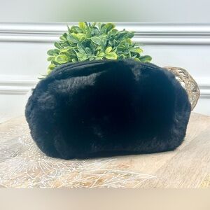Faux Fur Black Cosmetic Bag